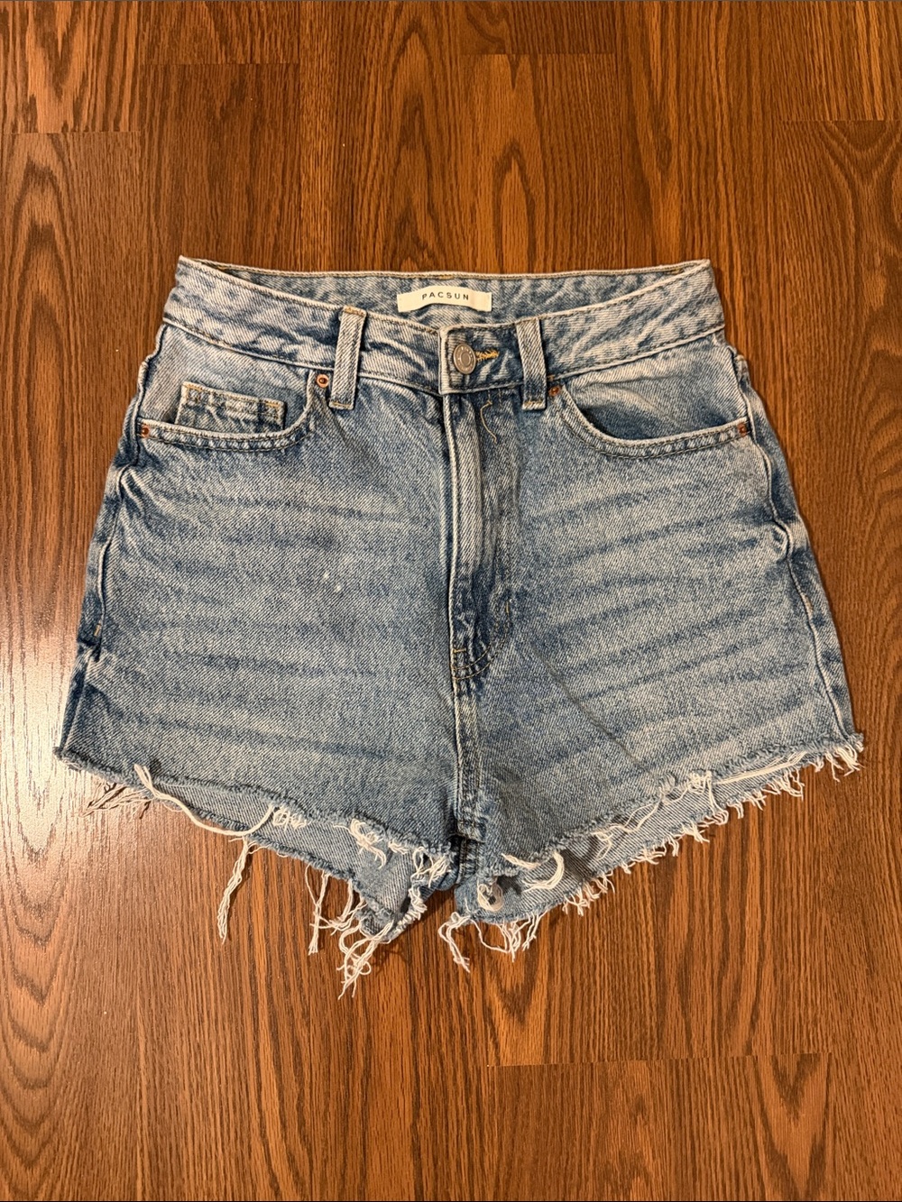 PacSun Light Blue High-Rise Distressed Denim Cutoff Shorts
